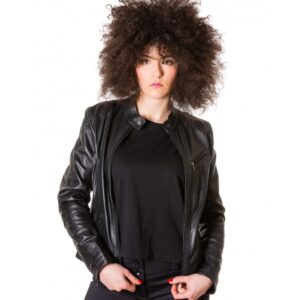 760 black color nappa lamb biker leather jacket smooth effect 1