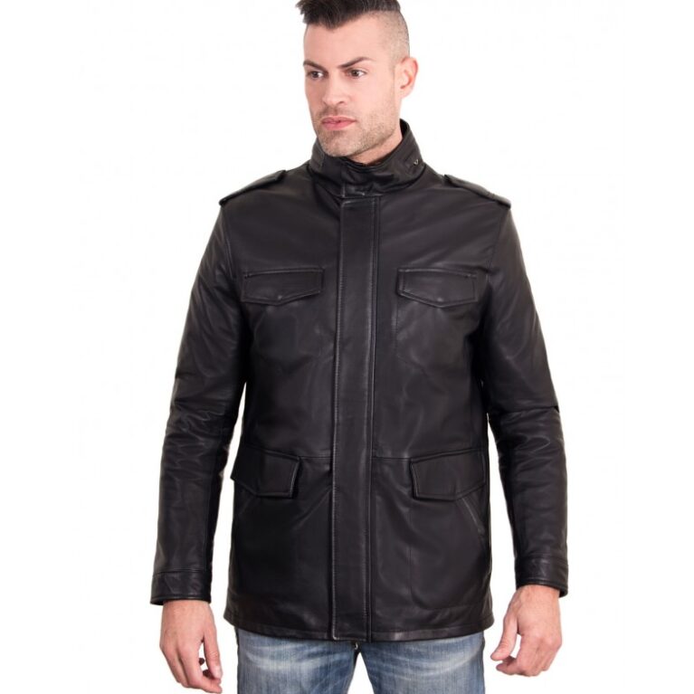 best black color nappa lamb leather jacket 4 pockets 5
