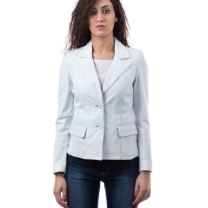 blazer ice color lamb leather two buttons jacket smooth effect