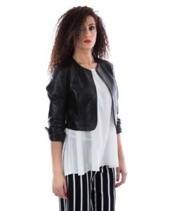 bolero in pelle donna nero mesia 2 2