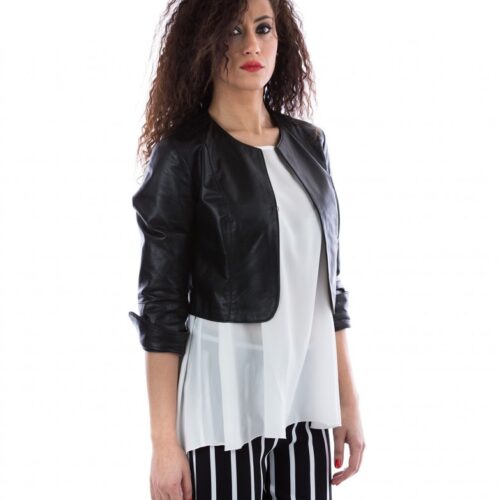 bolero in pelle donna nero mesia 2 2