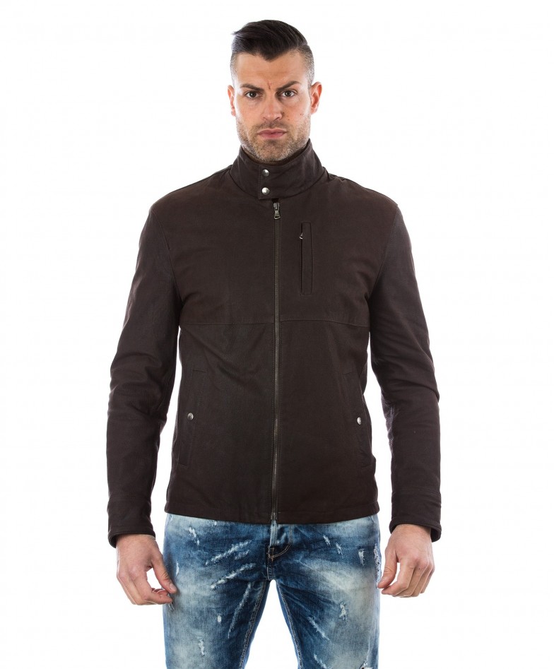 brown genuine lamb leather jacket studio