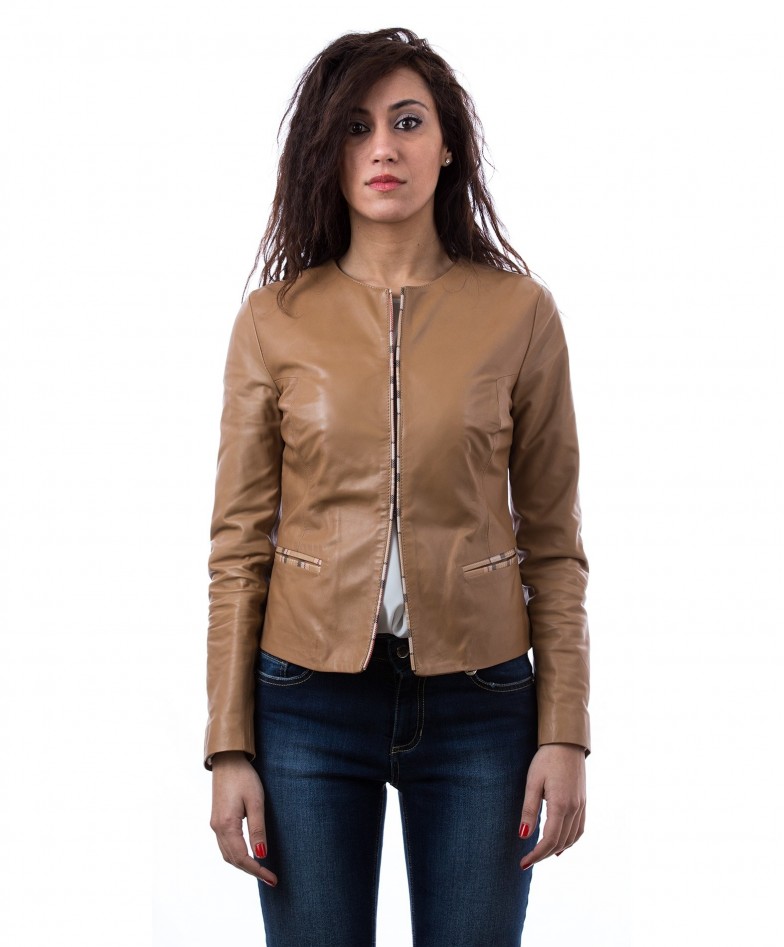 brown perforated lambskin jacket breathable vented summer