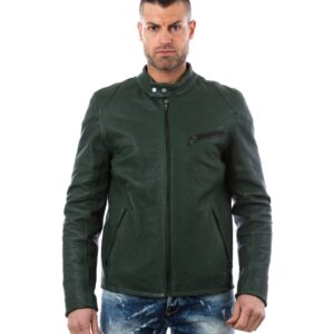 calf leather jacket biker green color 762 5