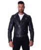 chiod in pelle uomo biker cerniera trasversale colore nero chiodo perfecto primavera estate 6