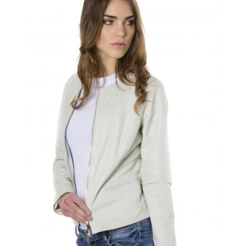 clear ice color lamb leather round neck jacket 2 5