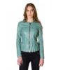 f105 green color nappa lamb leather rouches jacket smooth effect 5