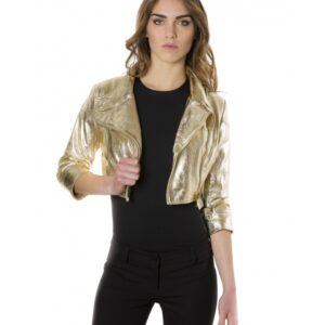 fiamma gold color nappa lamb short leather jacket smooth effect 5