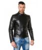 giacca in pelle chiodo trapuntata da uomo vera pelle effetto liscio modello biker colore nero raniero 5