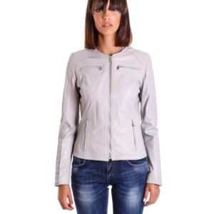 giacca in pelle da donna modello chiodo biker trapuntata e girocollo ghiaccio m890 5