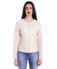 giacca in pelle da donna modello chiodo biker trapuntata e girocolloblu m890 6