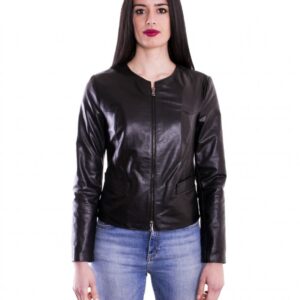 giacca in pelle da donna vera pelle effetto coccodrillo nero clear 5