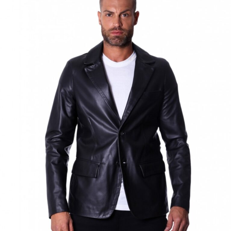 giacca in pelle da uomo vera pelle di agnello nappa modello blazer collo giacca colore nero modorlando 6