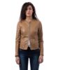 giacchino corto in pelle donna girocollo cuoio clear bicolor 5