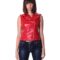 gilet in pelle donna chiodo biker zip trasversale rosso 10
