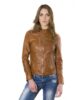 giulia brown color lamb leather jacket biker vintage effect