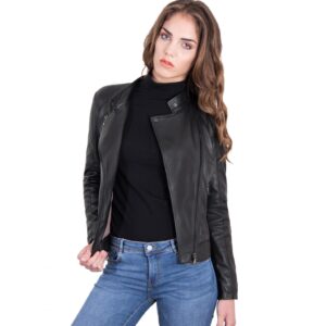 karim dark brown color lamb leather biker jacket soft smooth effect 4 1