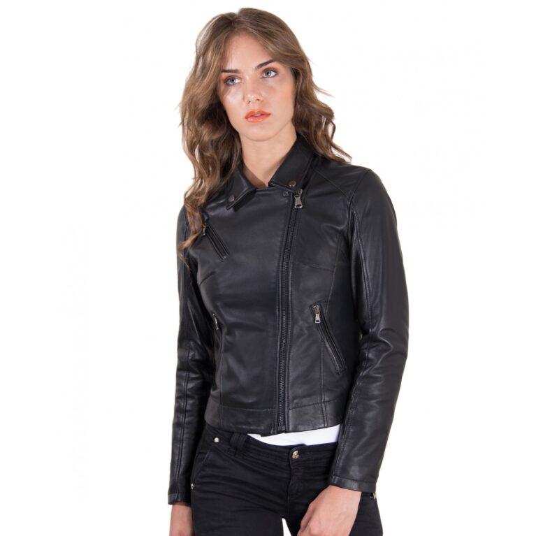 kbc black color lamb leather perfecto jacket smooth effect 2
