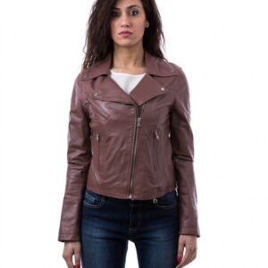 leather jacket genuine lamb leather biker perfecto cross zip onion color s