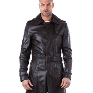 man leather coat with belt bro