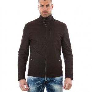 man leather jacket central shirt collar davide cervo brown 5
