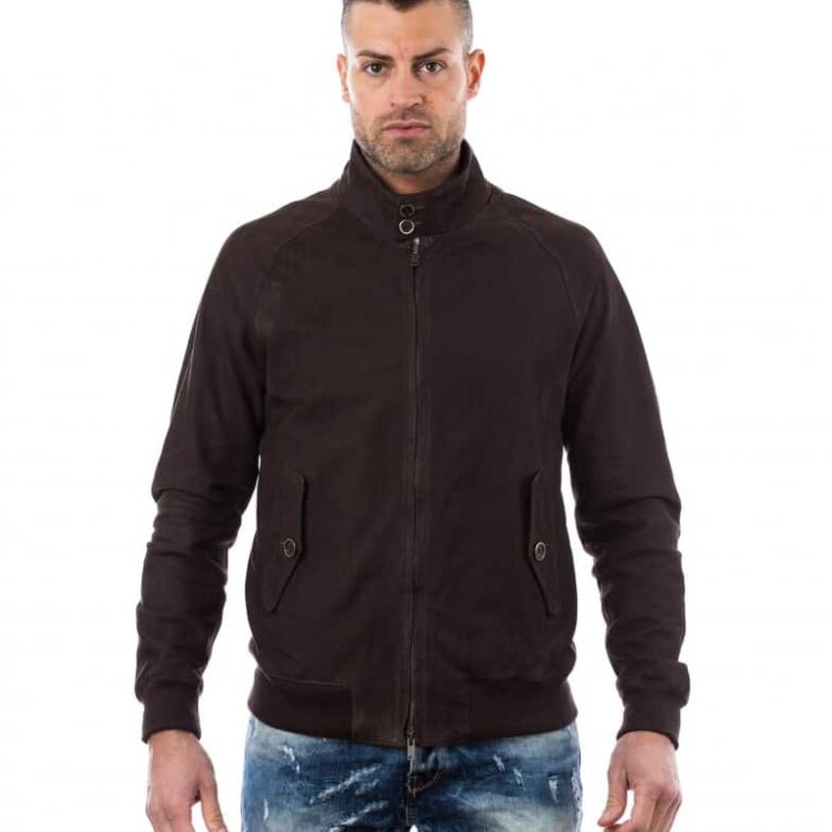 man leather jacket lamb leather style bomber central zip brown color br 6