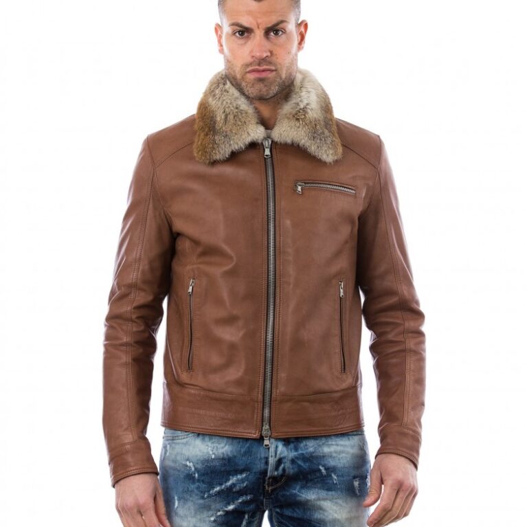 man leather jacket shirt fur collar 253 tan color men s collection 5