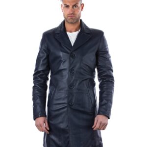 man long leather jacket brown color mod 032 matrix 9