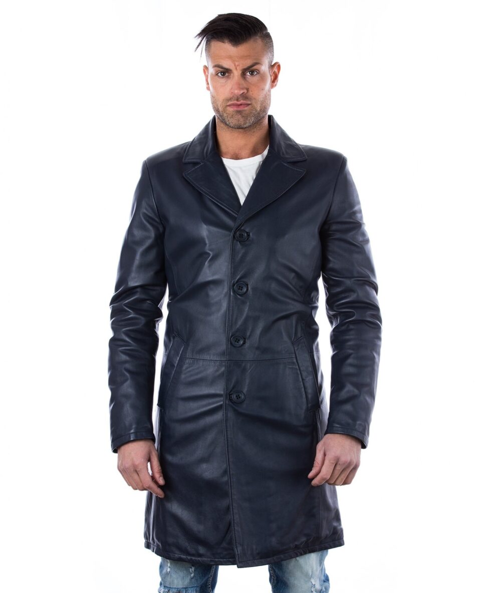 man long leather jacket brown color mod 032 matrix 9