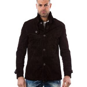 man suede leather jacket 3 buttons brown color gm 5
