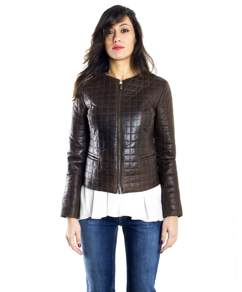 men s brown color lamb leather quilted jacket handmade deluxe seasonal savings priority freight handling