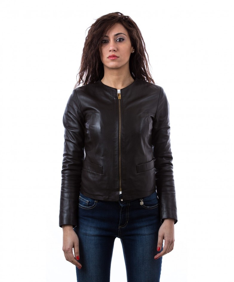 men s brown color nappa lamb leather short jacket handmade prime selection offer secure freight shipping