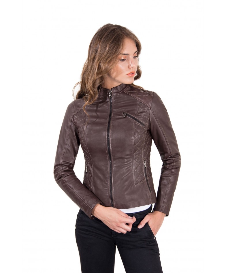 men s brown quilted lambskin biker jacket premium deal today
