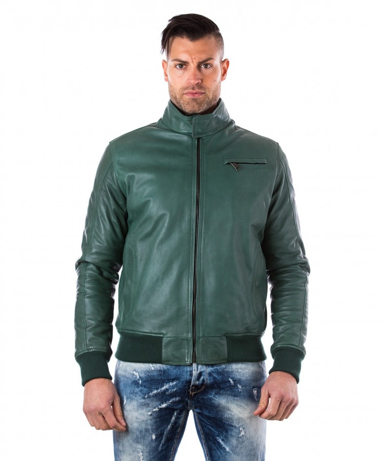 men s green lamb leather bomber jacket italian