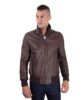 men s leather jacket contrasting stitching style bomber dark brown color bomber 5