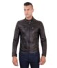 men s leather jacket genuine soft leather biker mao collar mao black color hamilton 14