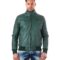 men s leather jacket genuine soft leather style bomber bicolor wool cuffs and bottom one zip pocket green color thil 6
