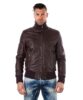 men s leather jacket genuine soft leather style bomber central zip wine color bomber 4