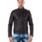 men s leather jacket genuine wizened soft leather biker style collar mao dark brown color hamilton 5