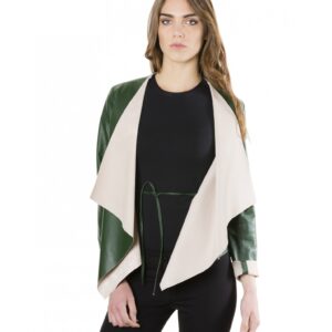 monic green colour nappa lamb leather jacket smooth effect 1 1