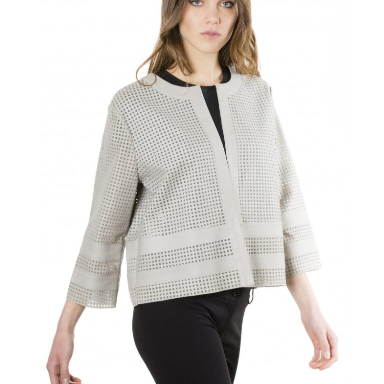 mud grey color lamb lasered leather jacket 2 1