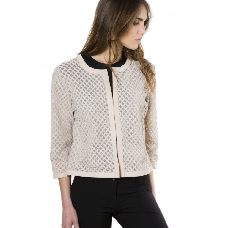 mud rombi beige color lamb lasered leather jacket 5