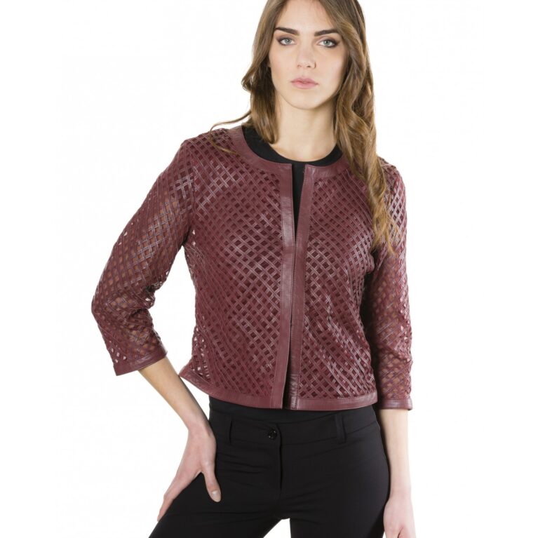 mud rombi bordeaux color lamb lasered leather jacket 5