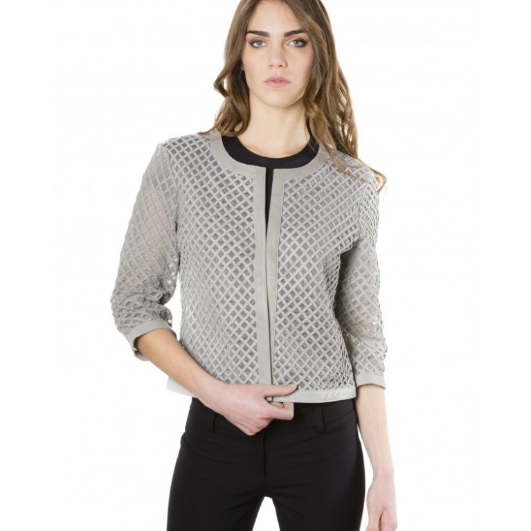 mud rombi grey color lamb lasered leather jacket 5