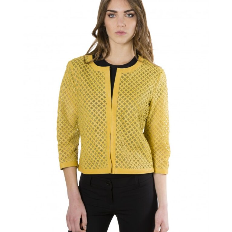 mud rombi yellow color lamb lasered leather jacket 5