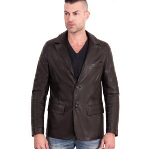 orlando dark brown color nappa lamb leather jacket 2 buttons 4