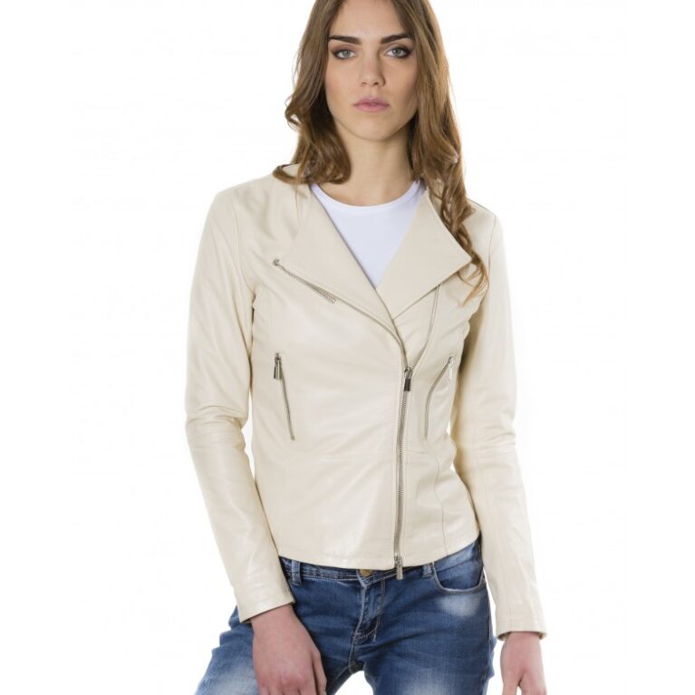pinko beige color nappa lamb leather jacket smooth effect 5
