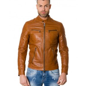roberto tan colour lamb leather jacket vintage aspect 4