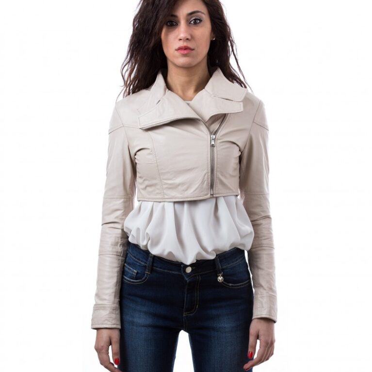 short leather bolero jacket blue fiamma 3