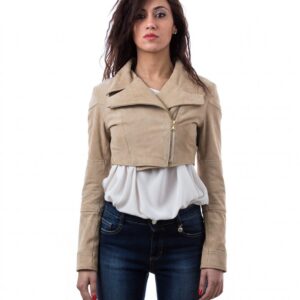 short leather bolero jacket chamois cream fiamma 1 2